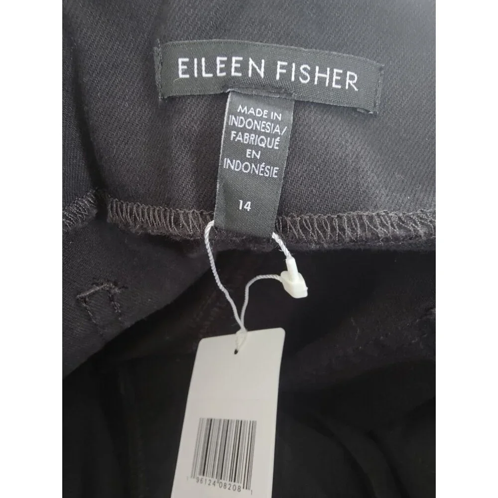 Eileen Fisher Black High‎ Rise Pleated Tapered Pants 14 (35x27.5) NWT
